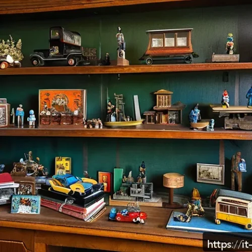 Home 30 키덜트 장터 사용법 - A cozy vintage collector’s room in Italy, filled with carefully displayed Kidult collectibles from t...